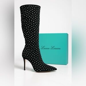 Lauren Lorraine Black Stiletto Boots with Silver Studs
